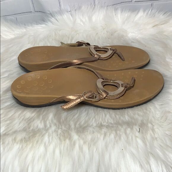 Vionic Karina Tan/Gold Orthoheel Thongs Sz 9 - Picture 4 of 6